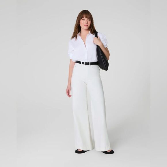 SPANX Pants - NEW SPANXshape EveryWear Wide Leg Jeans in Chalk Shaping Office Career Size 3X